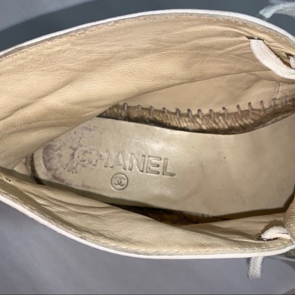 CHANEL size 37 Two-tone leather lace up ESPADRILLE - Picture 3 of 12